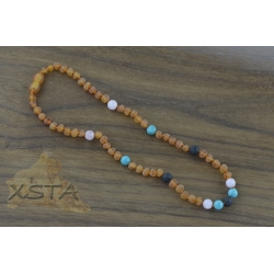 Teething necklace with turquoise quartz lava